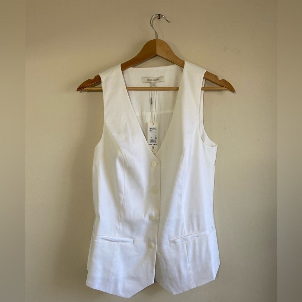 Favorite Daughter Jones Linen Vest Size Small Bright White - Picture 2 of 9